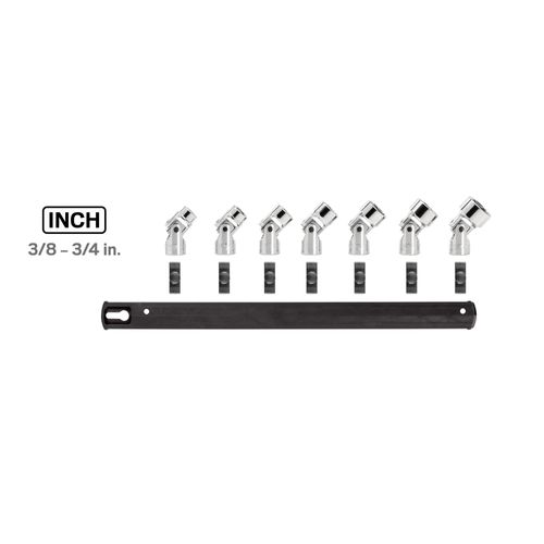 Main product image of 3/8" Drive Universal Joint Socket Set with Rail, 7-Piece (3/8-3/4")
