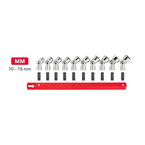 Main product image of 3/8" Drive Universal Joint Socket Set with Rail, 10-Piece (10-19mm)