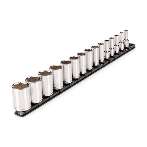 Main product image of 3/8" Drive Semi-Deep 6-Point Socket Set w/ Rail, 15-Piece (1/4"- 1")