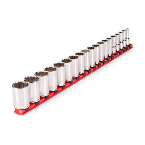 Main product image of 3/8" Drive Semi-Deep 12-Point Socket Set w/ Rail, 19-Piece (6 - 24mm)