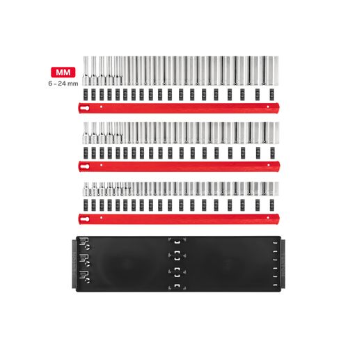 Main product image of 3/8" Drive Shallow, Semi-Deep, and Deep 6-Point Socket Set w/ Rails and Trays, 57-Piece (6 - 24mm)