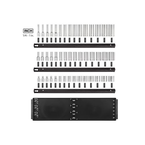 Main product image of 3/8" Drive Shallow, Semi-Deep, and Deep 6-Point Socket Set w/ Rails and Trays, 45-Piece (1/4"- 1")