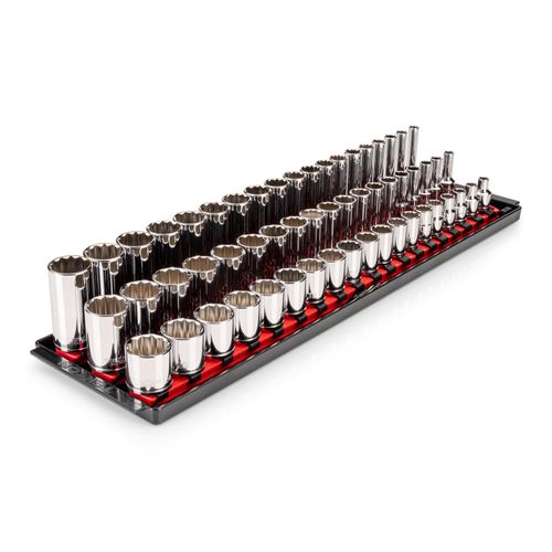 Main product image of 3/8" Drive Shallow, Semi-Deep, and Deep 12-Point Socket Set w/ Rails and Trays, 57-Piece (6 - 24mm)