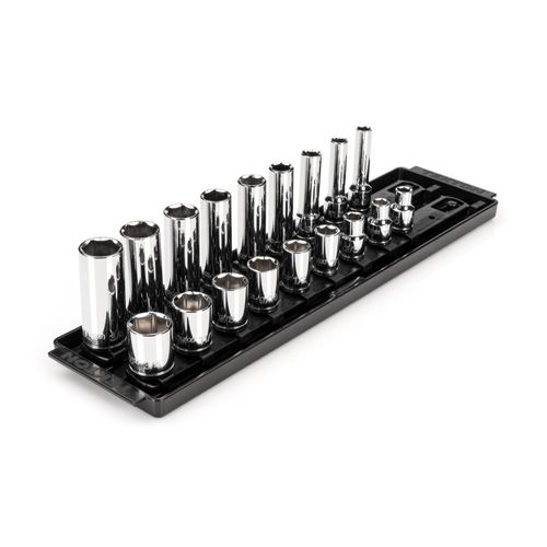 Main product image of 3/8" Drive 6-Point Socket Set with Rails, 18-Piece (5/16-3/4")