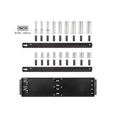 Main product image of 3/8" Drive 12-Point Socket Set with Rails, 18-Piece (5/16-3/4")