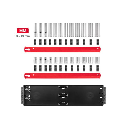 Main product image of 3/8" Drive 12-Point Socket Set with Rails, 24-Piece (8-19mm)
