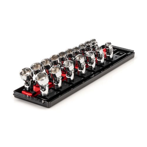 Main product image of 3/8" Drive Universal Joint Socket Set with Rail, 17-Piece (3/8-3/4", 10-19mm)