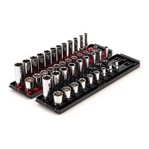 Main product image of 3/8" Drive 6-Point Socket Set with Rails, 42-Piece (5/16-3/4", 8-19mm)