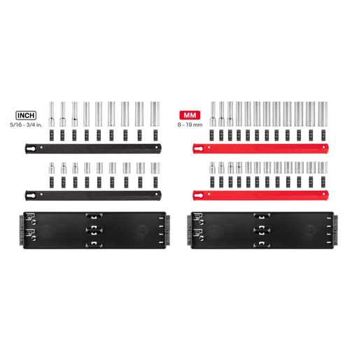 Main product image of 3/8" Drive 6-Point Socket Set with Rails, 42-Piece (5/16-3/4", 8-19mm)