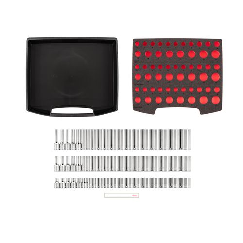 Main product image of 3/8" Drive Shallow, Semi-Deep, and Deep 6-Point Socket Set w/ Open Top Drawer and Rack, 57-Piece (6 - 24mm)