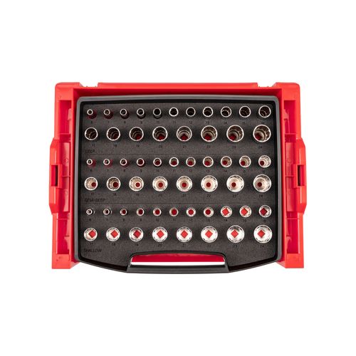Main product image of 3/8" Drive Shallow, Semi-Deep, and Deep 12-Point Socket Set w/ Open Top Drawer and Rack, 57-Piece (6 - 24mm)