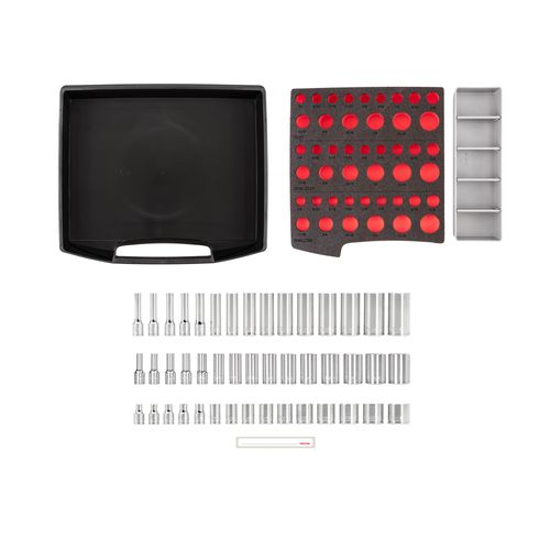 Main product image of 3/8" Drive Shallow, Semi-Deep, and Deep 12-Point Socket Set w/ Open Top Drawer and Rack, 45-Piece (1/4"- 1")