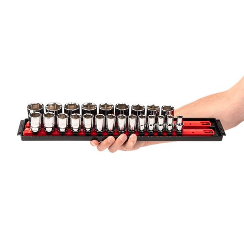 Main product image of 1/2" Drive 6-Point Socket Set with Rails, 23-Piece (10-32mm)