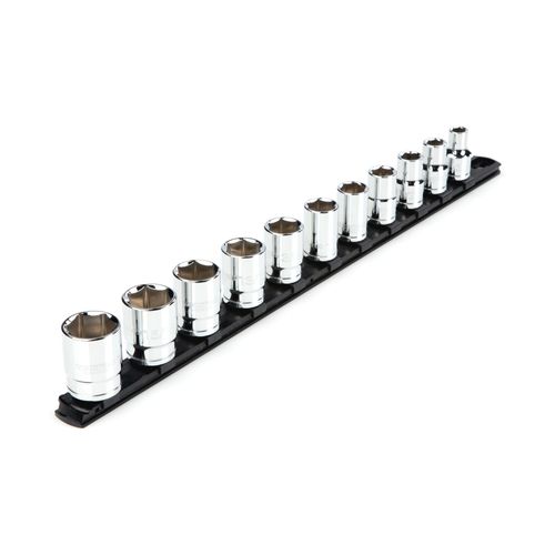 Main product image of 1/2" Drive 6-Point Socket Set with Rail, 11-Piece (3/8-1")