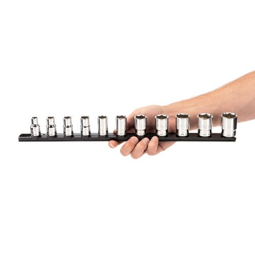 Main product image of 1/2" Drive 6-Point Socket Set with Rail, 11-Piece (3/8-1")