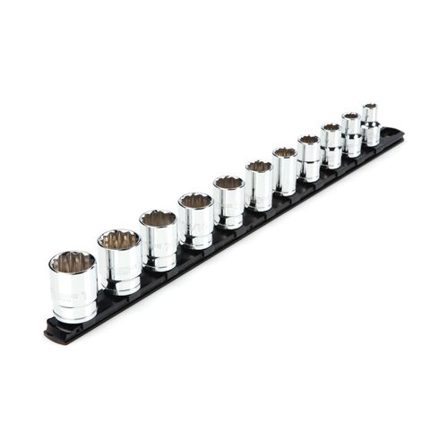 Main product image of 1/2" Drive 12-Point Socket Set with Rail, 11-Piece (3/8-1")