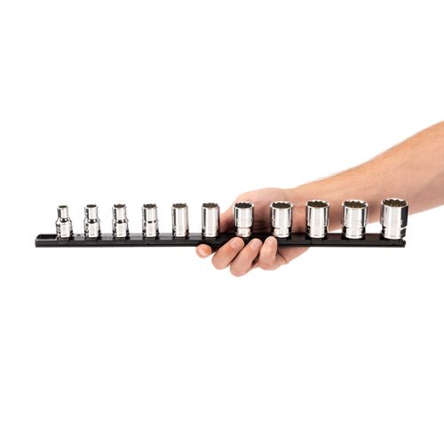 Main product image of 1/2" Drive 12-Point Socket Set with Rail, 11-Piece (3/8-1")
