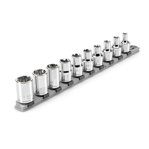 Main product image of 1/2" Drive External Star Socket Set with Rail, 10-Piece (E8-E24)