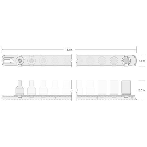 Main product image of 1/2" Drive External Star Socket Set with Rail, 10-Piece (E8-E24)
