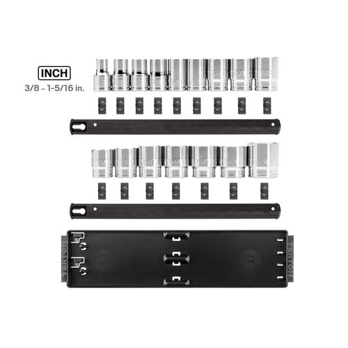 Main product image of 1/2" Drive 12-Point Socket Set with Rails, 16-Piece (3/8-1-5/16")