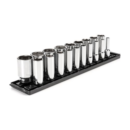 Main product image of 1/2" Drive Deep 6-Point Socket Set with Rails, 19-Piece (3/8-1-1/2")