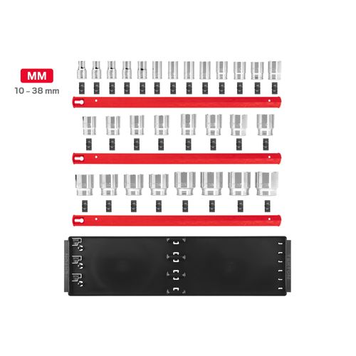 Main product image of 1/2" Drive 6-Point Socket Set with Rails, 29-Piece (10-38mm)