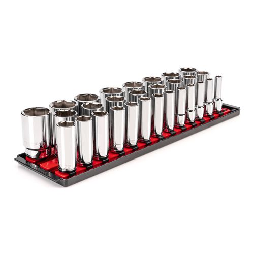 Main product image of 1/2" Drive Deep 6-Point Socket Set with Rails, 29-Piece (10-38mm)
