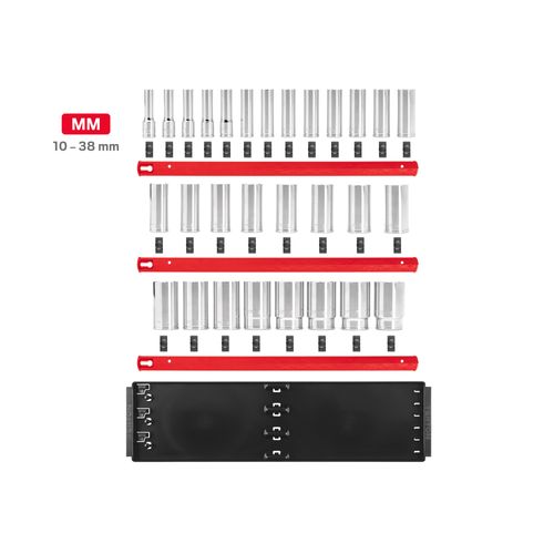 Main product image of 1/2" Drive Deep 6-Point Socket Set with Rails, 29-Piece (10-38mm)