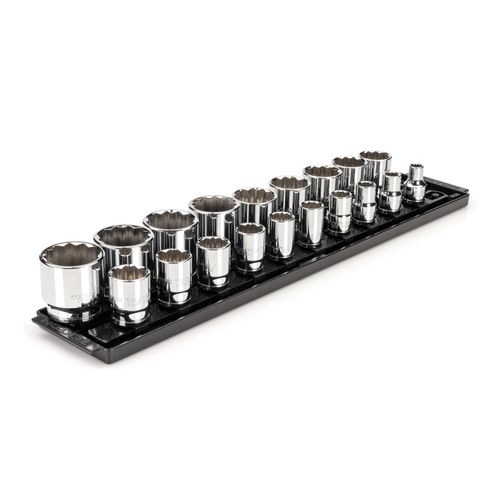 Main product image of 1/2" Drive 12-Point Socket Set with Rails, 19-Piece (3/8-1-1/2")