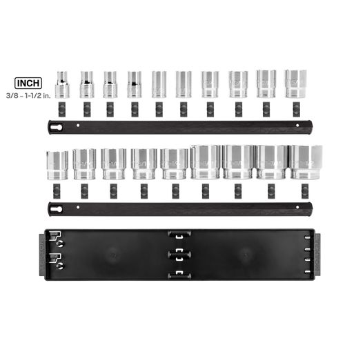 Main product image of 1/2" Drive 12-Point Socket Set with Rails, 19-Piece (3/8-1-1/2")