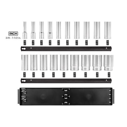 Main product image of 1/2" Drive Deep 12-Point Socket Set with Rails, 19-Piece (3/8-1-1/2")