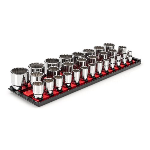 Main product image of 1/2" Drive 12-Point Socket Set with Rails, 29-Piece (10-38mm)