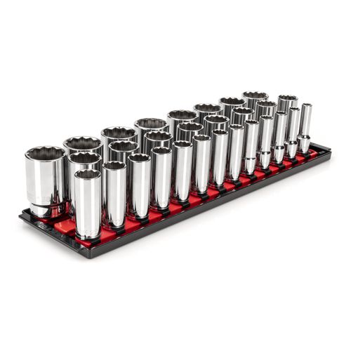 Main product image of 1/2" Drive Deep 12-Point Socket Set with Rails, 29-Piece (10-38mm)