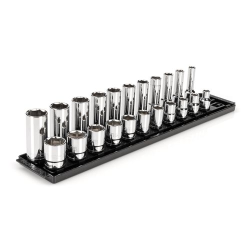 Main product image of 1/2" Drive 6-Point Socket Set with Rails, 22-Piece (3/8-1")