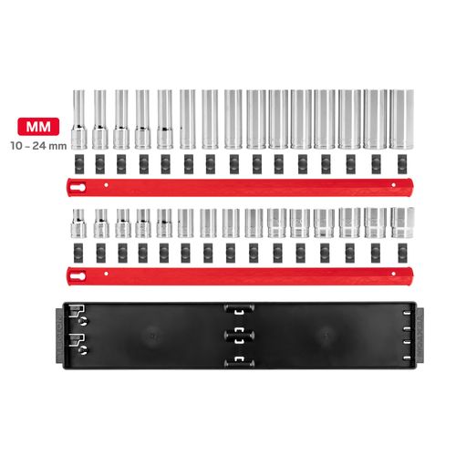 Main product image of 1/2" Drive 12-Point Socket Set with Rails, 30-Piece (10-24mm)