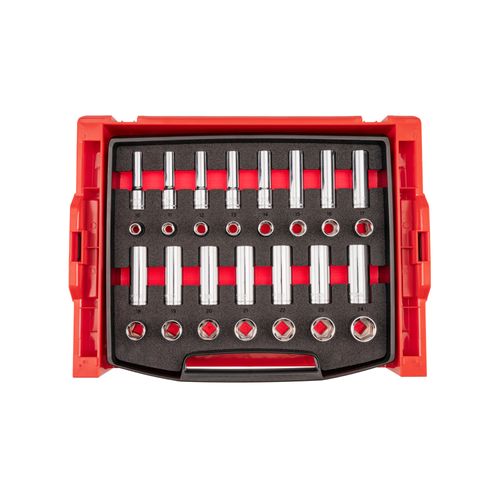 Main product image of 1/2" Drive Shallow and Deep 6-Point Socket Set w/ Open Top Drawer and Rack, 30-Piece (10 - 24mm)