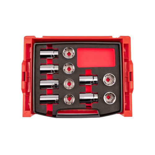 Main product image of 1/2" Drive Shallow and Deep 6-Point Socket Set w/ Open Top Drawer and Rack, 12-Piece (33 - 38mm)