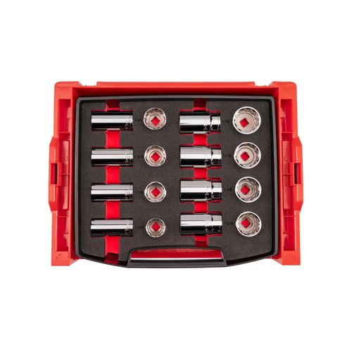 Main product image of 1/2" Drive Shallow and Deep 12-Point Socket Set w/ Open Top Drawer and Rack, 16-Piece (1-1/16"- 1-1/2")