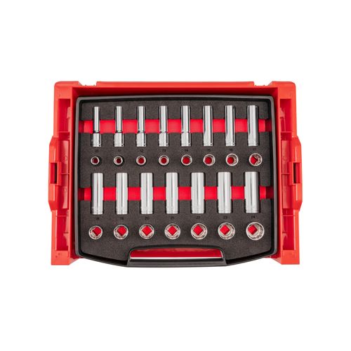 Main product image of 1/2" Drive Shallow and Deep 12-Point Socket Set w/ Open Top Drawer and Rack, 30-Piece (10 - 24mm)