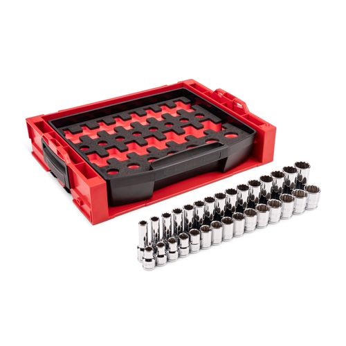 Main product image of 1/2" Drive Shallow and Deep 12-Point Socket Set w/ Open Top Drawer and Rack, 30-Piece (10 - 24mm)