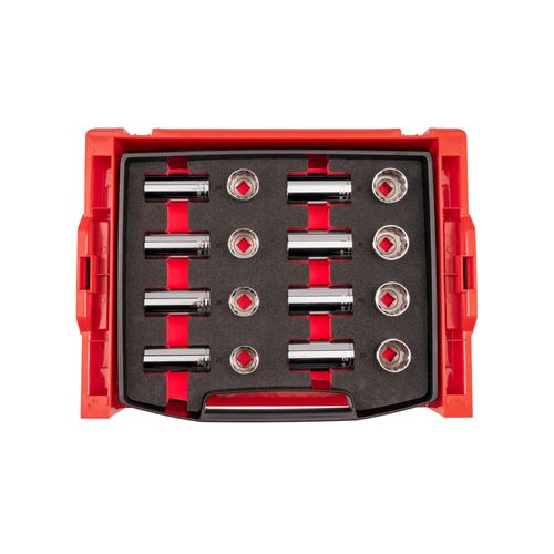 Main product image of 1/2" Drive Shallow and Deep 12-Point Socket Set w/ Open Top Drawer and Rack, 16-Piece (25 - 32mm)