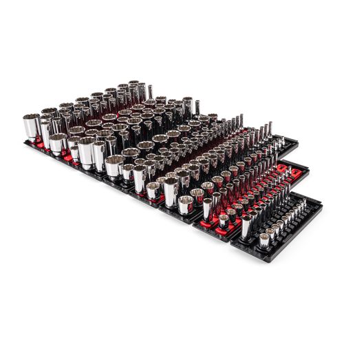 Main product image of 1/4, 3/8, 1/2" Drive 12-Point Socket Set with Rails (214-Piece)