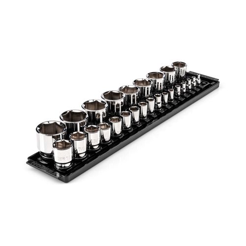 Main product image of 1/4", 3/8", 1/2" Drive Shallow 6-Point Socket Set w/ Rails, 26-Piece (5/32"- 1-1/2")