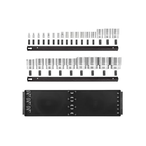 Main product image of 1/4", 3/8", 1/2" Drive Shallow 6-Point Socket Set w/ Rails, 26-Piece (5/32"- 1-1/2")