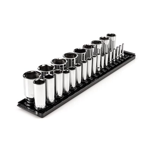 Main product image of 1/4", 3/8", 1/2" Drive Deep 6-Point Socket Set w/ Rails, 26-Piece (5/32"- 1-1/2")
