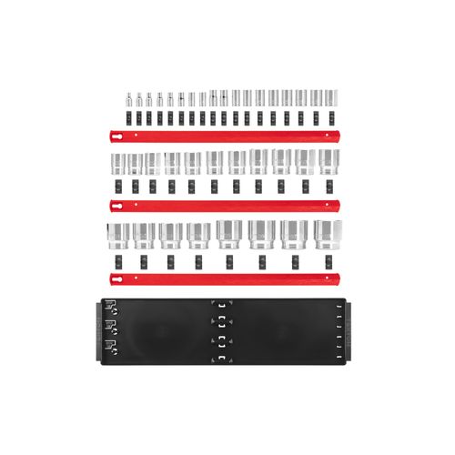 Main product image of 1/4", 3/8", 1/2" Drive Shallow 6-Point Socket Set w/ Rails, 37-Piece (4 - 38mm)