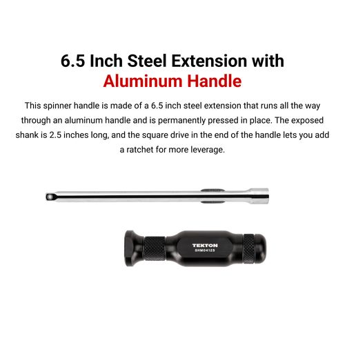 Main product image of 1/4" Drive x 6.5" Aluminum Spinner Handle (2.5" Shank)