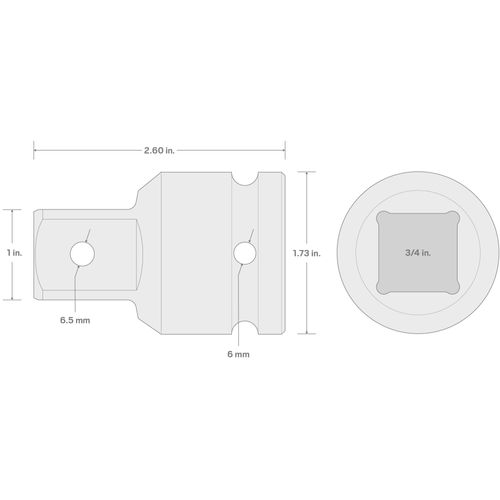 Main product image of 3/4" Drive (F) x 1" (M) Impact Adapter (Through Hole)