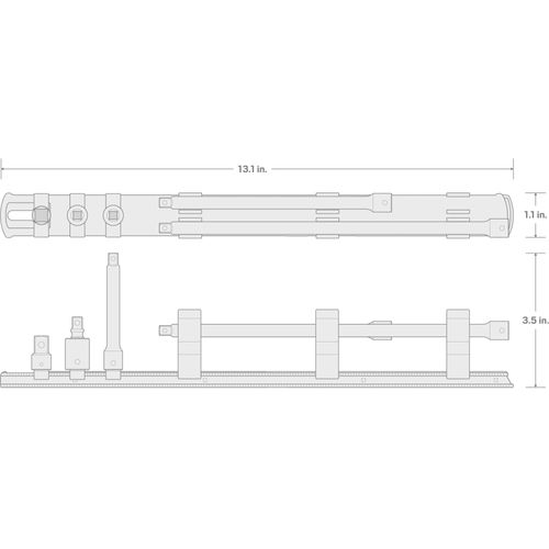 Main product image of 1/4" Drive Impact Extension and Accessory Set with Rail (5 Pieces)