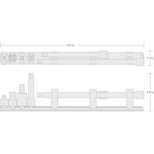 Main product image of 3/8" Drive Impact Extension and Accessory Set with Rail (6 Pieces)